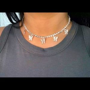 Butterfly Choker Necklace Chain Adjustable